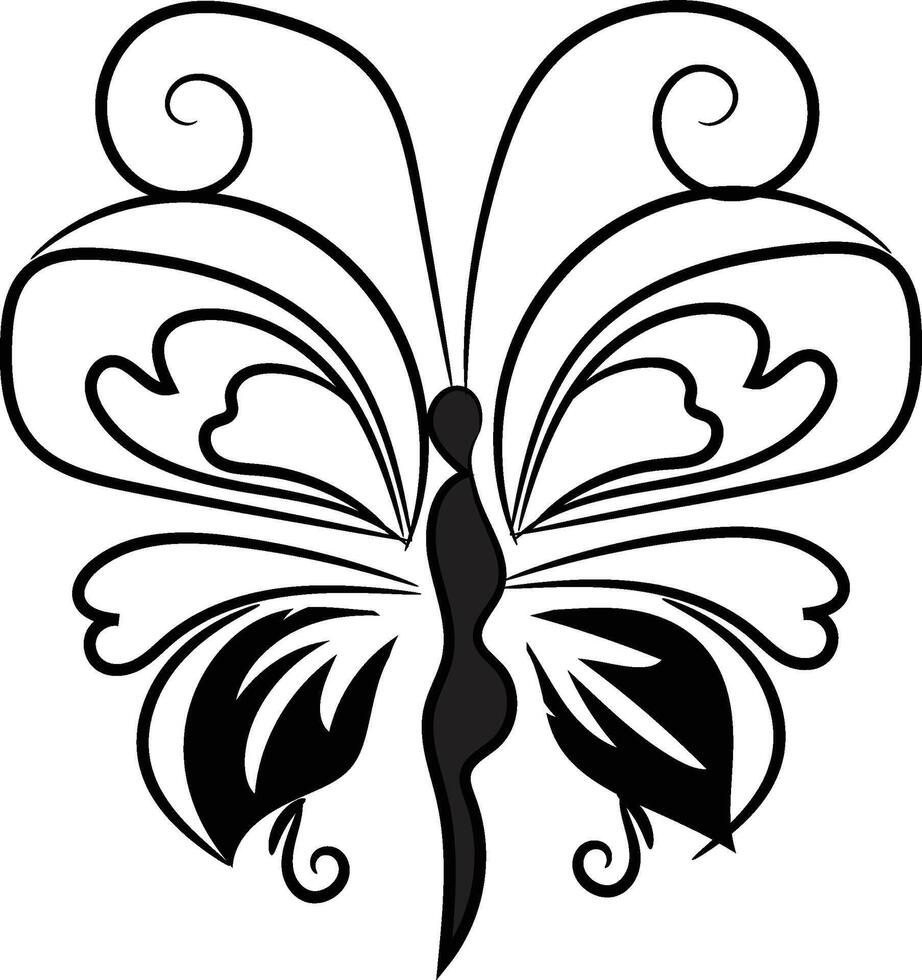 Butterfly outline with drawn vector