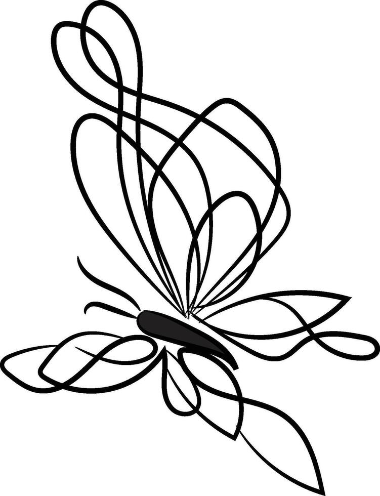 Butterfly outline with drawn vector