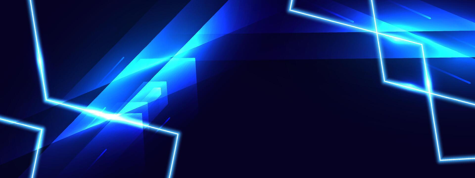 Blue technology background with neon light vector