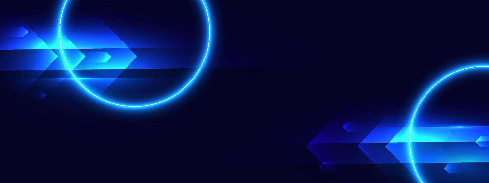 Blue technology background with neon light vector