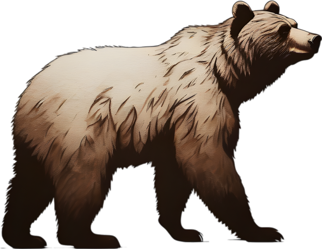 Close-up drawing of a ferocious bear. Ai Generate png