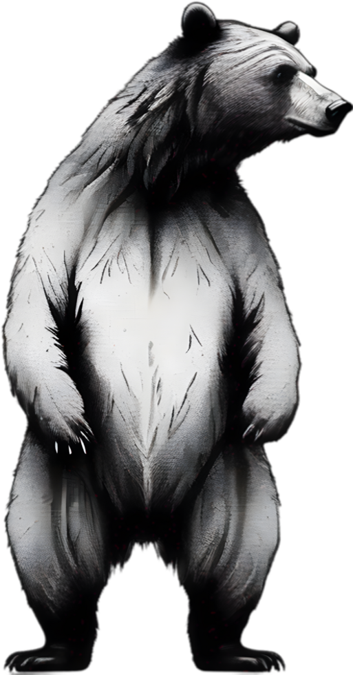 Close-up drawing of a ferocious bear. Ai Generate png