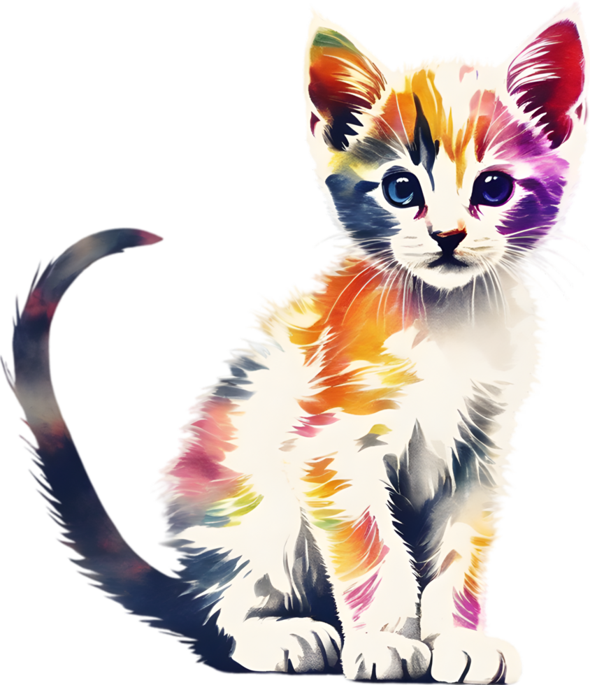 Close-up painting of a cute kitten. Ai Generate png