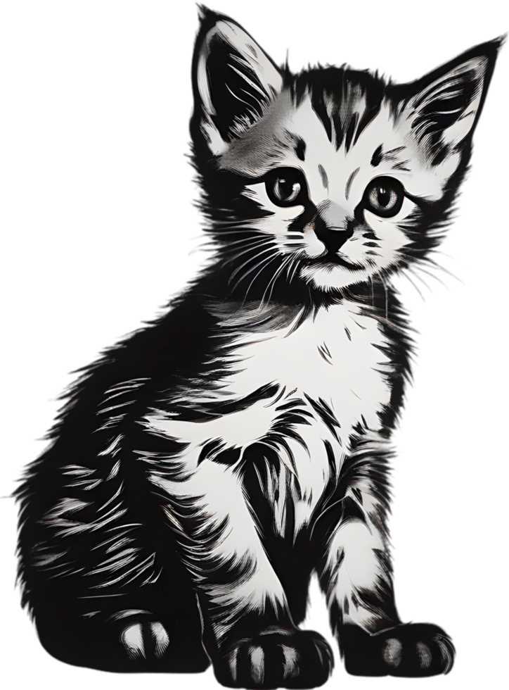 Close-up painting of a cute kitten. Ai Generate png