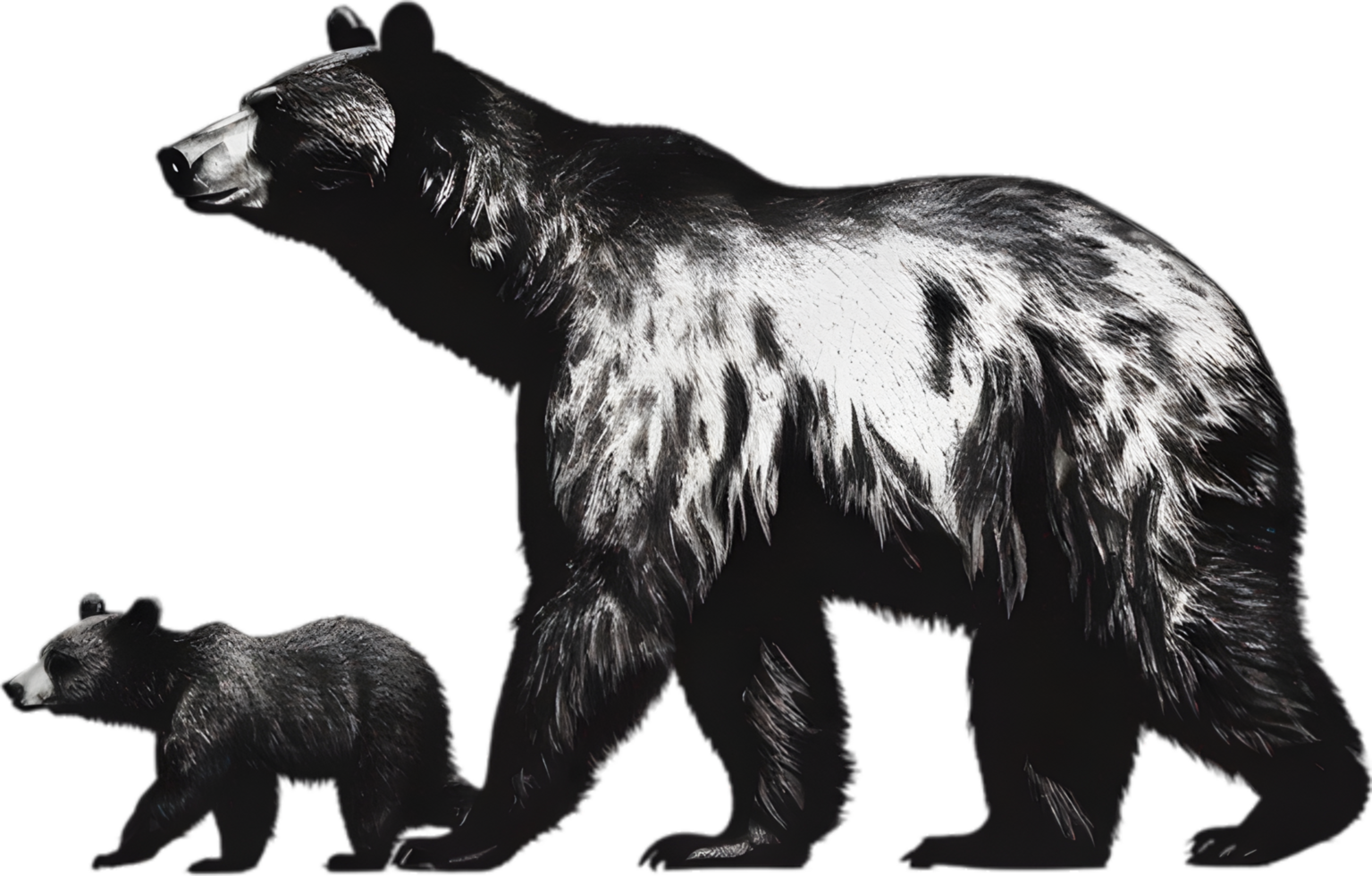 Close-up drawing of a ferocious bear. Ai Generate png