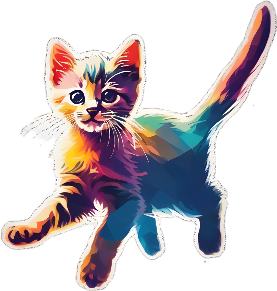 Close-up painting of a cute kitten. Ai Generate png
