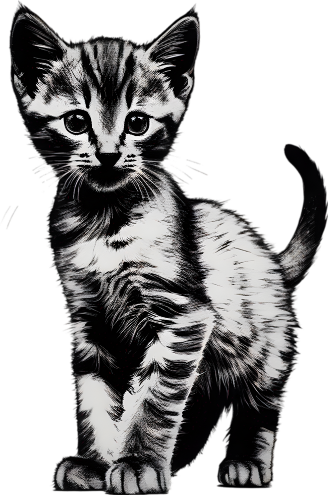Close-up painting of a cute kitten. Ai Generate png