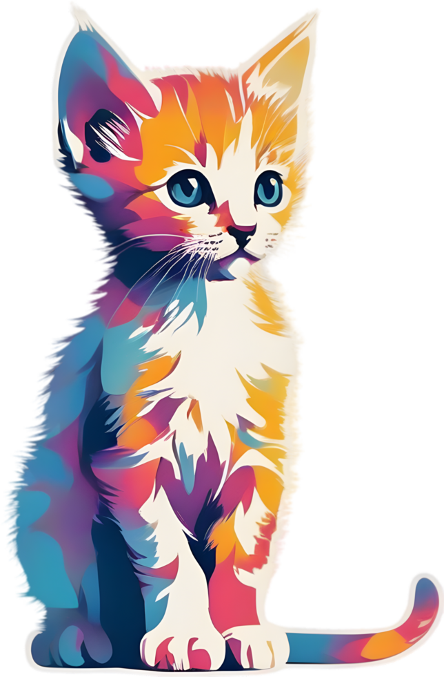 Close-up painting of a cute kitten. Ai Generate png