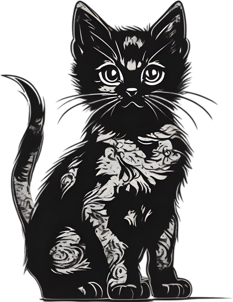Close-up painting of a cute kitten. Ai Generate png