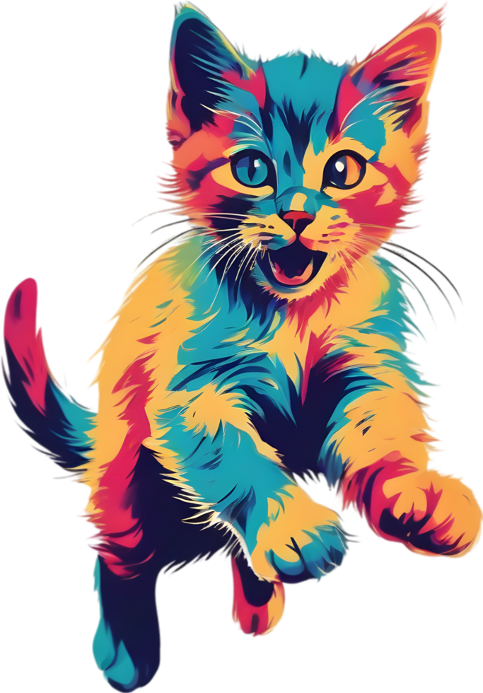 Close-up painting of a cute kitten. Ai Generate png