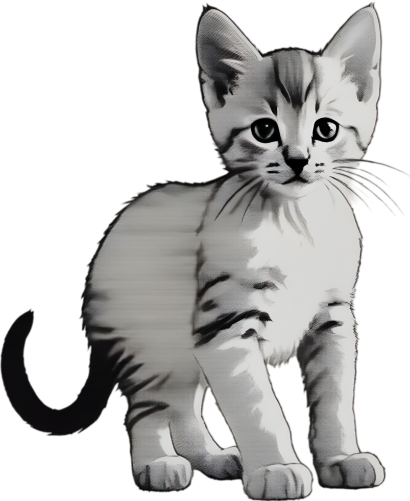 Close-up painting of a cute kitten. Ai Generate png