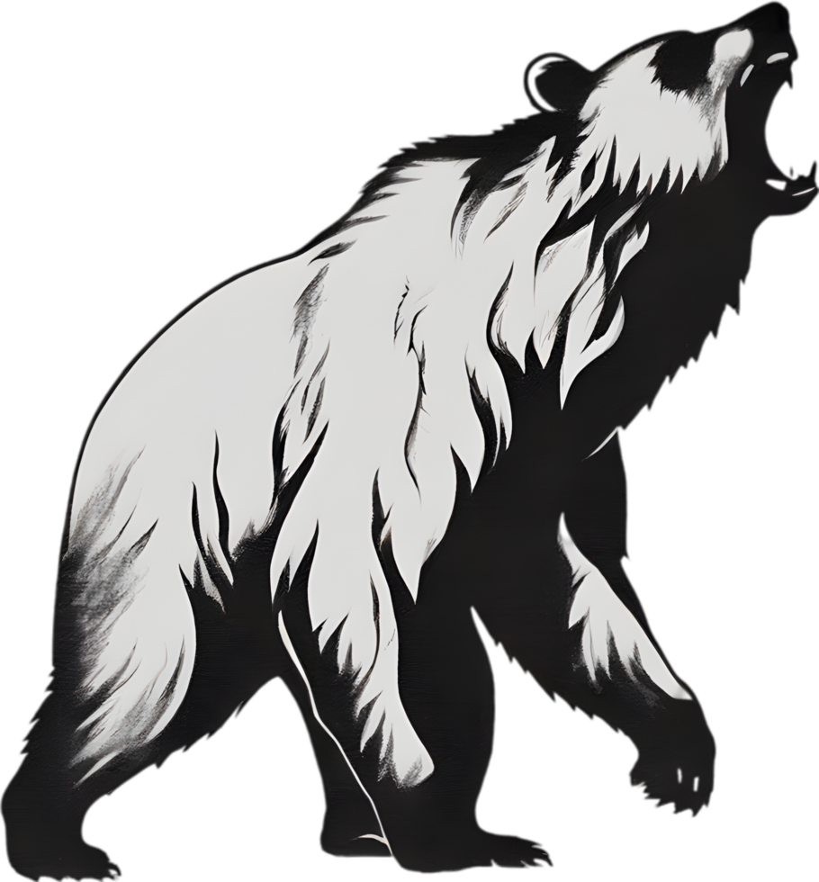 Close-up drawing of a ferocious bear. Ai Generate png