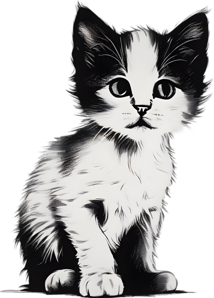 Close-up painting of a cute kitten. Ai Generate png