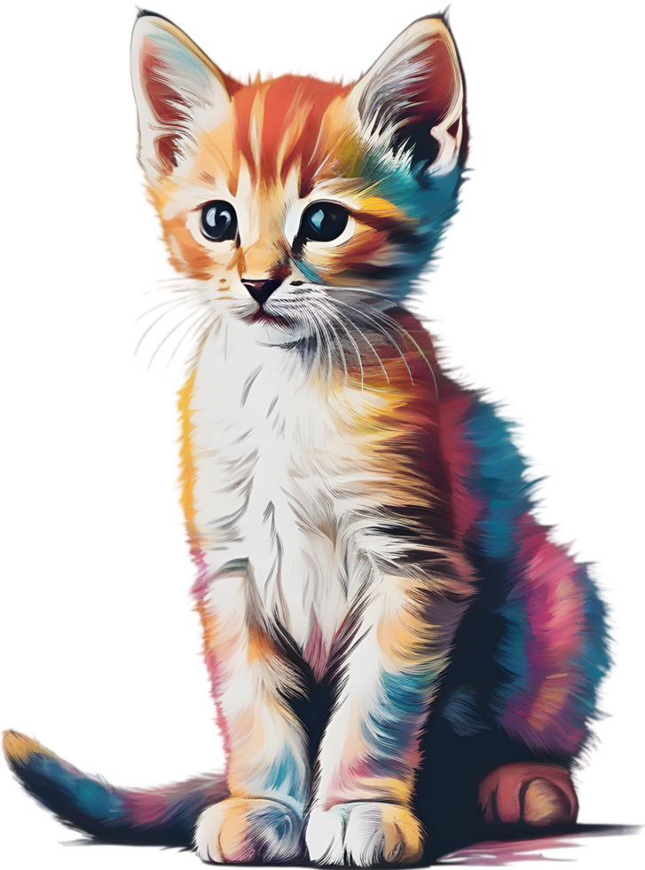 Close-up painting of a cute kitten. Ai Generate png