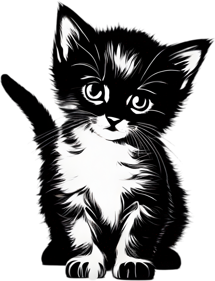 Close-up painting of a cute kitten. Ai Generate png
