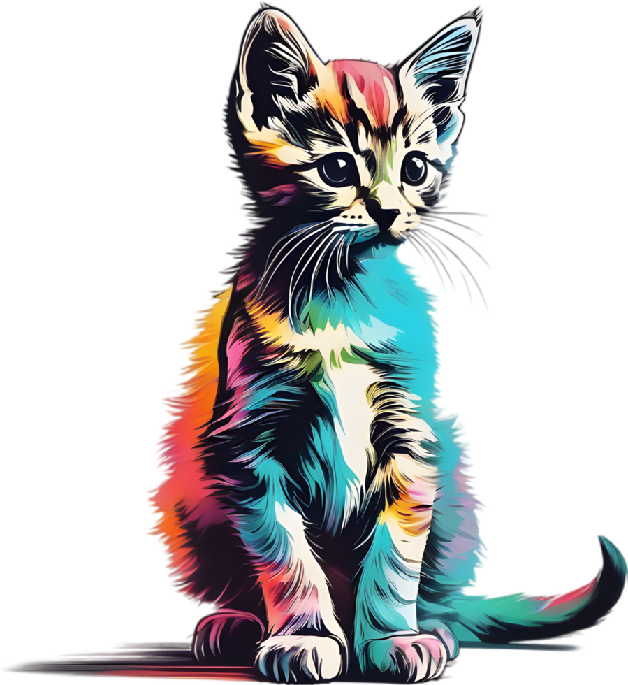 Close-up painting of a cute kitten. Ai Generate png