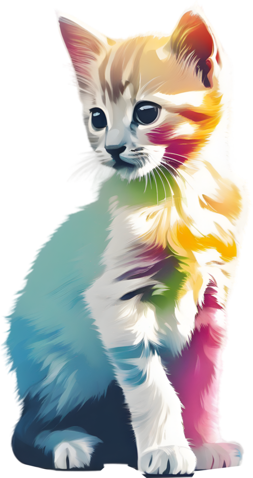 Close-up painting of a cute kitten. Ai Generate png