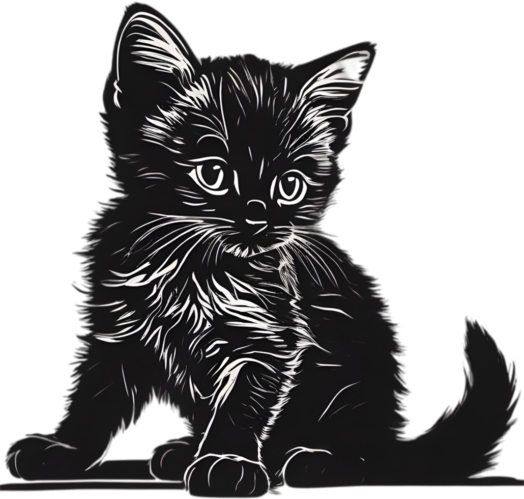 Close-up painting of a cute kitten. Ai Generate png