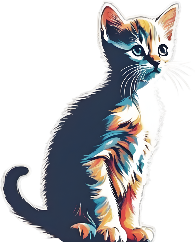 Close-up painting of a cute kitten. Ai Generate png