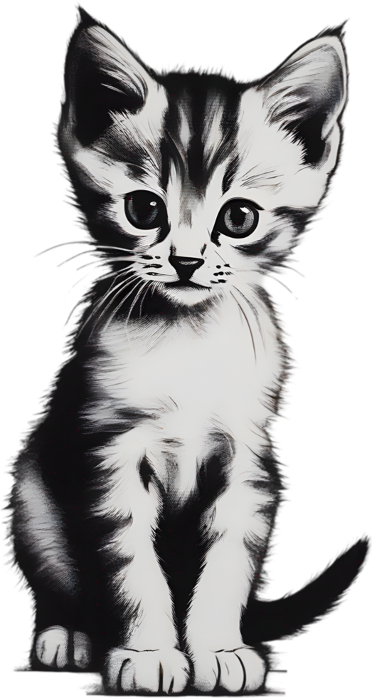 Close-up painting of a cute kitten. Ai Generate png