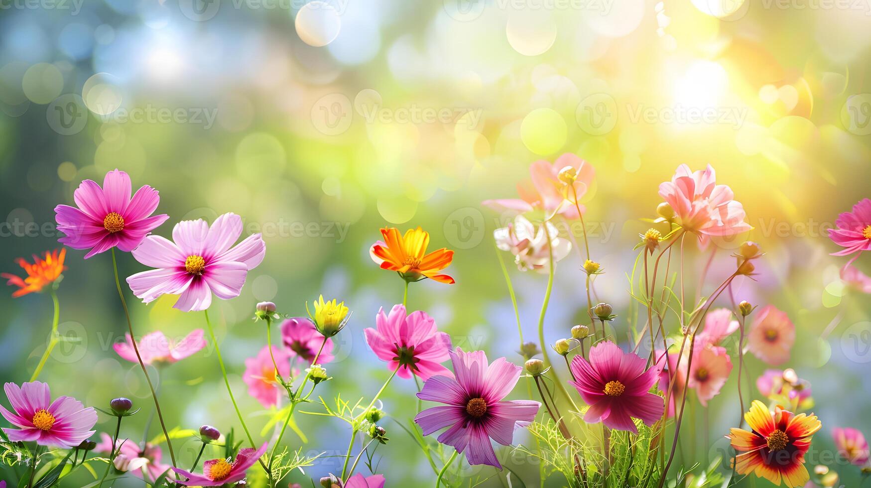 Cosmos flower blossom in garden , photo