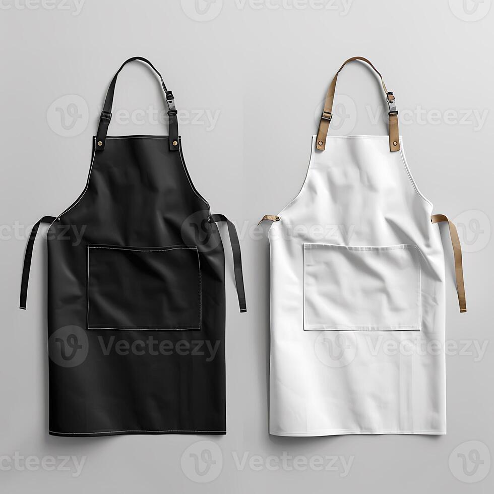 White and black aprons, apron mockup, clean apron photo