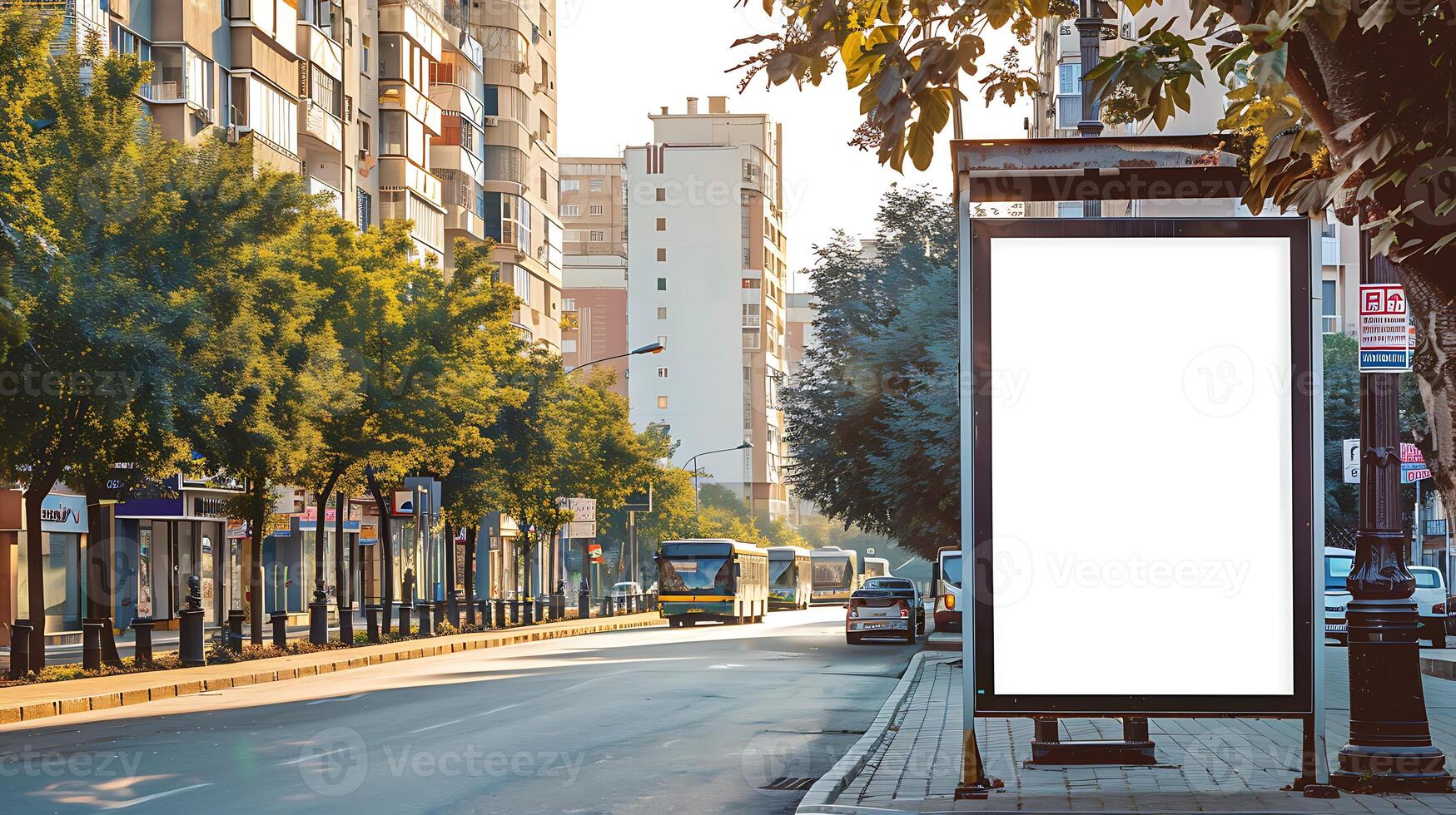 póster en calle siguiente a calzada. soleado verano , foto