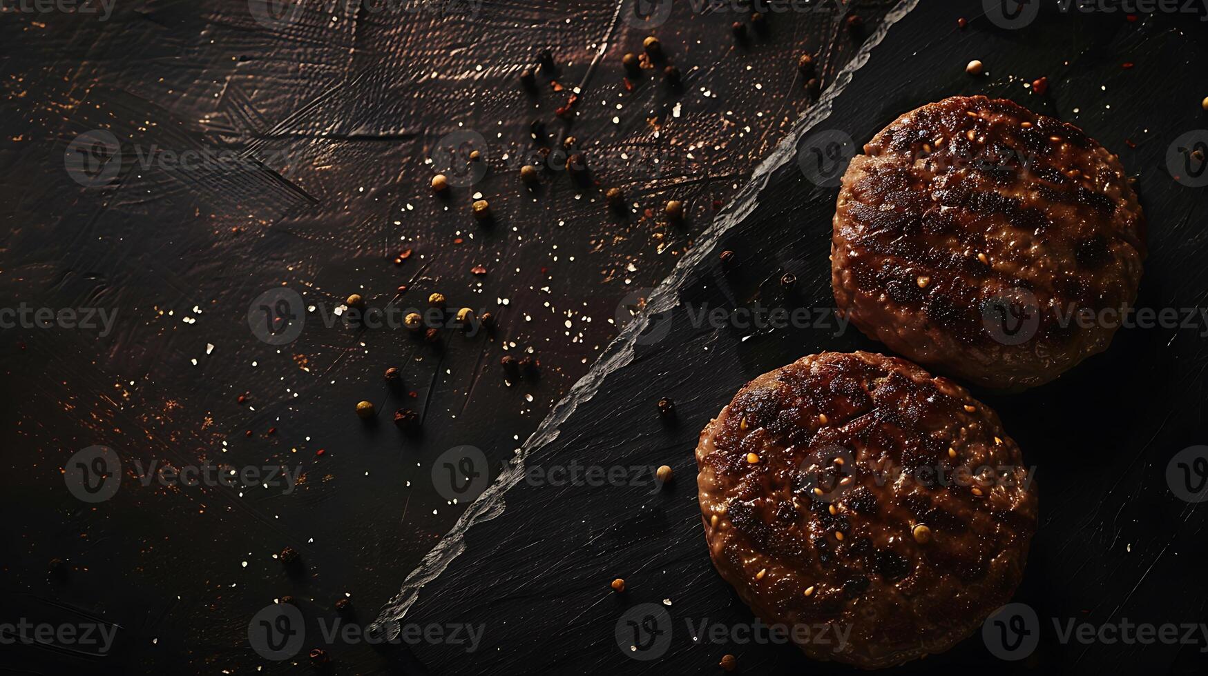 cocido hamburguesa carne en un oscuro fondo, parte superior ver foto