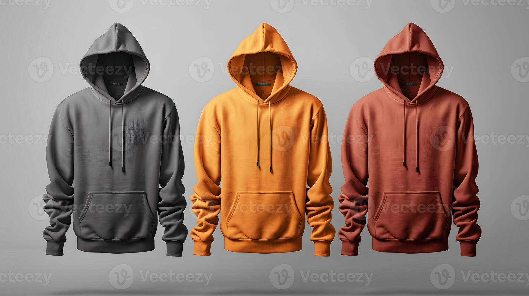 Blank hooded sweatshirt mockup with zipper in front photo