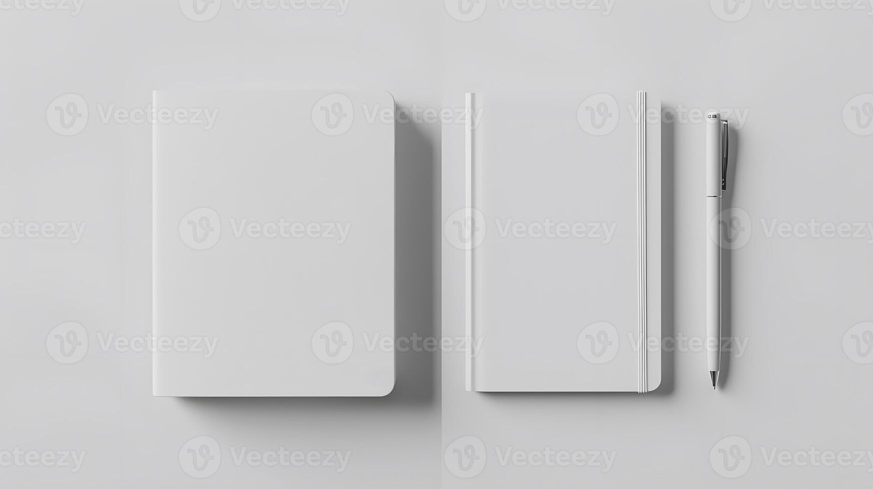 Blank A4 photorealistic brochure mockup on light grey background. photo