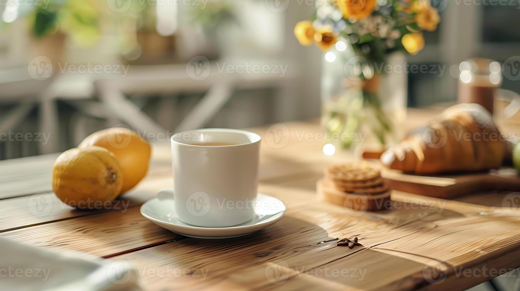 breakfast table mug mockup scene , photo