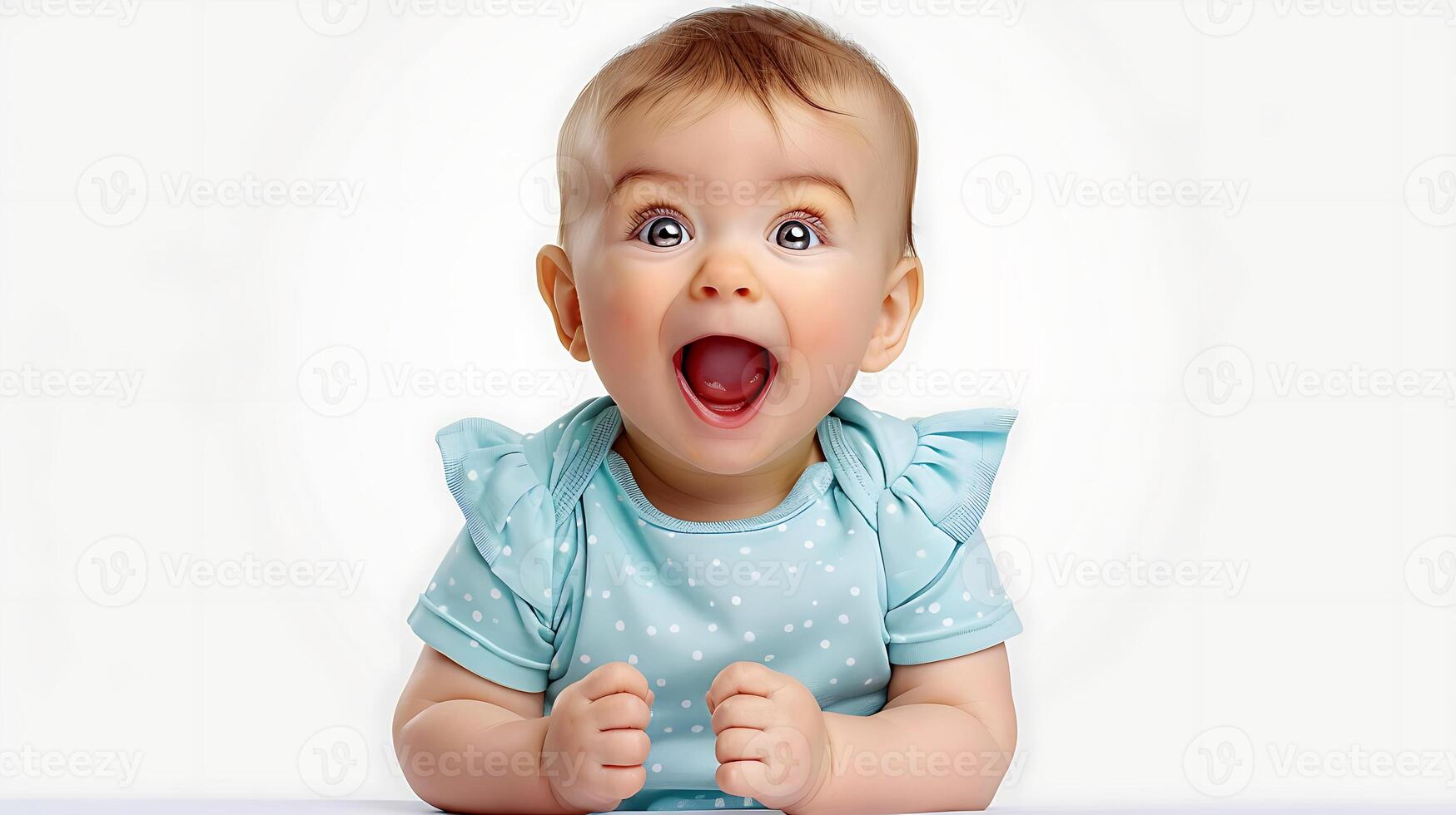 surprised happy cute baby, file of isolated cutout object on transparent background. photo
