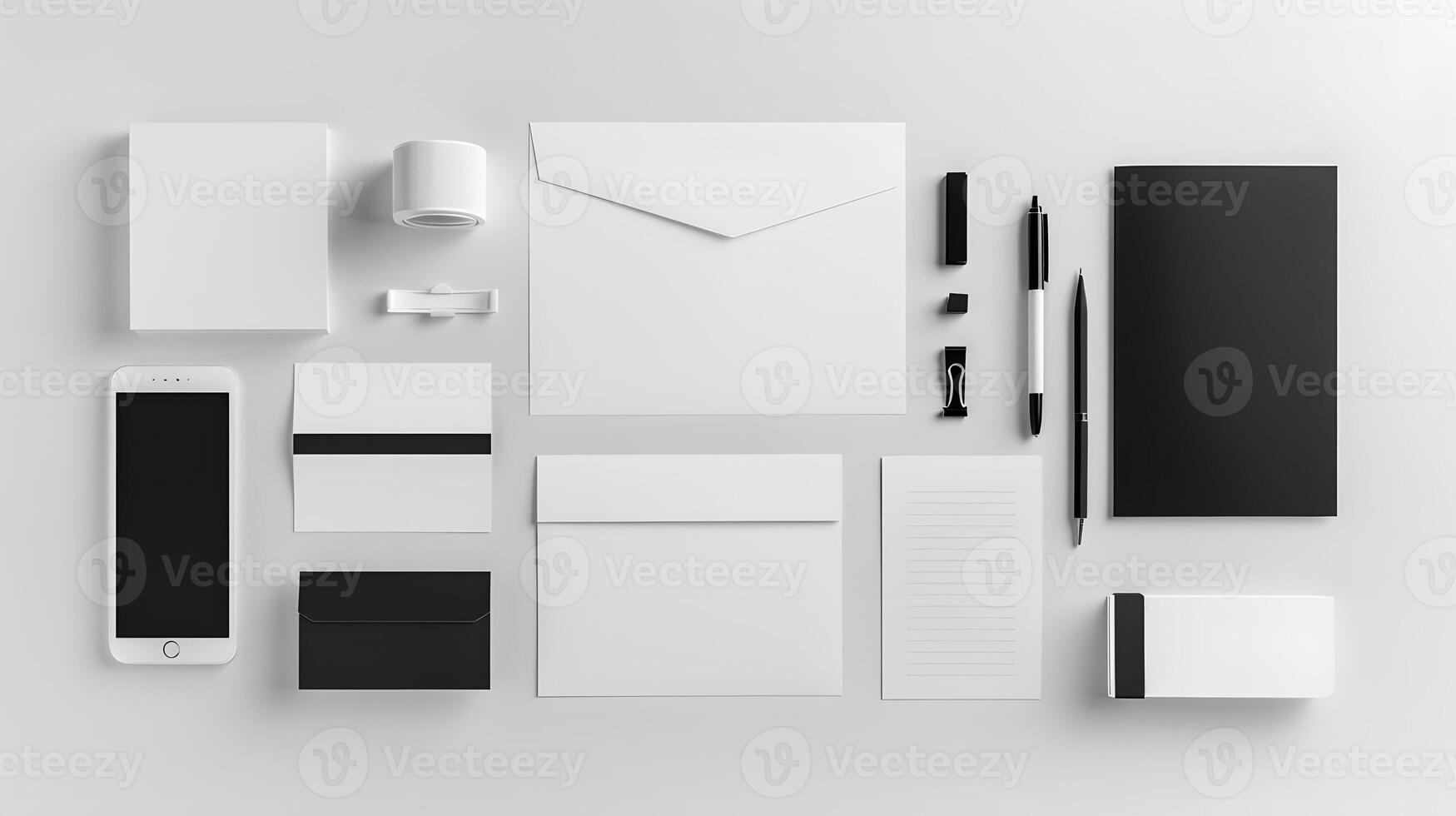 Corporate stationery set mockup at white textured paper background. photo