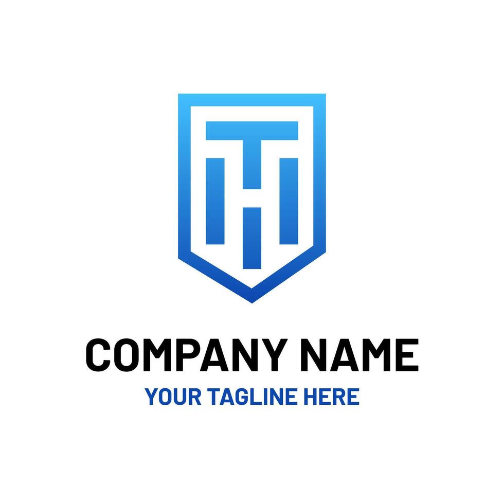 TH HT Shield Letter Monogram Initial Logo vector