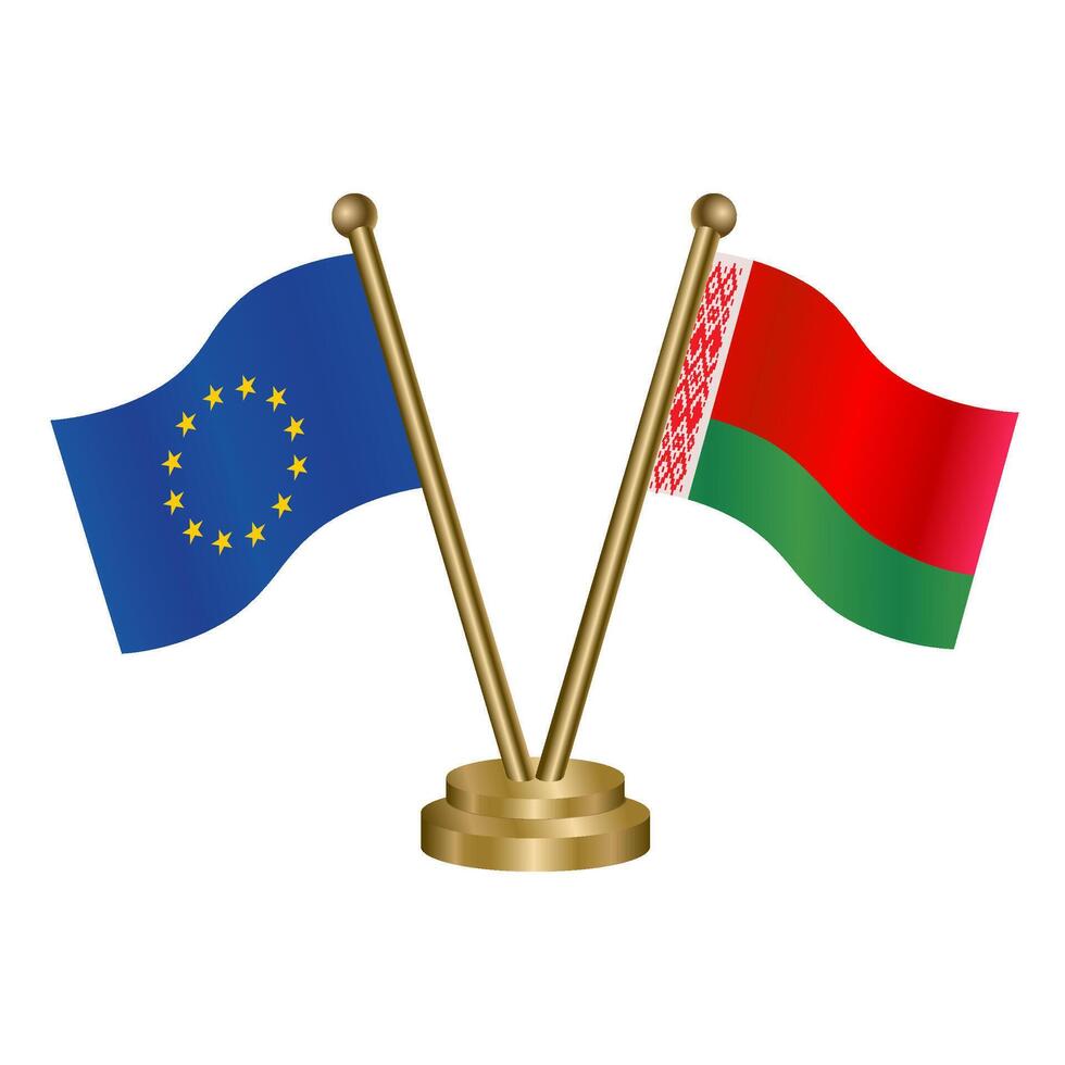 europeo Unión y bielorrusia mesa banderas vector