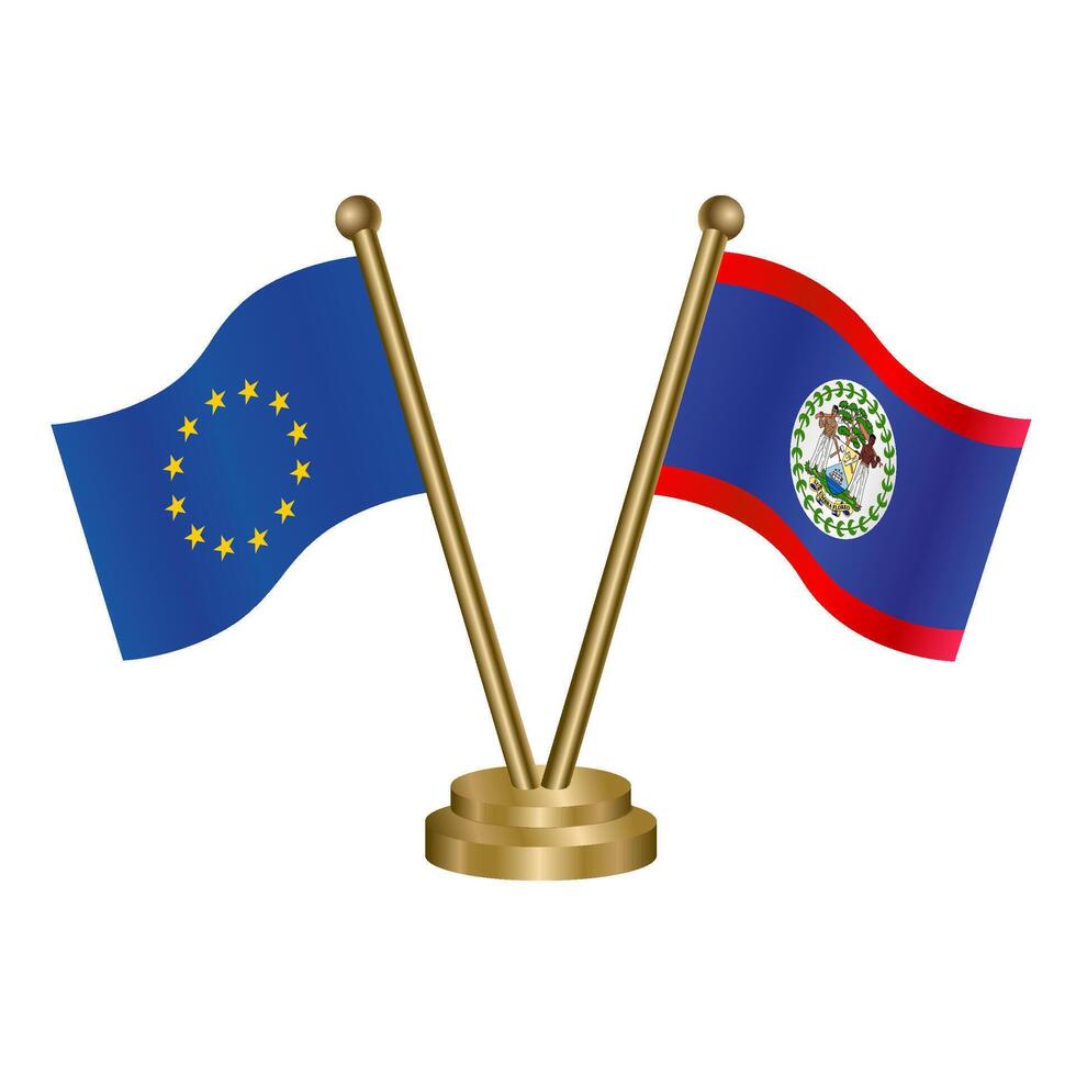 europeo Unión y belice mesa banderas vector