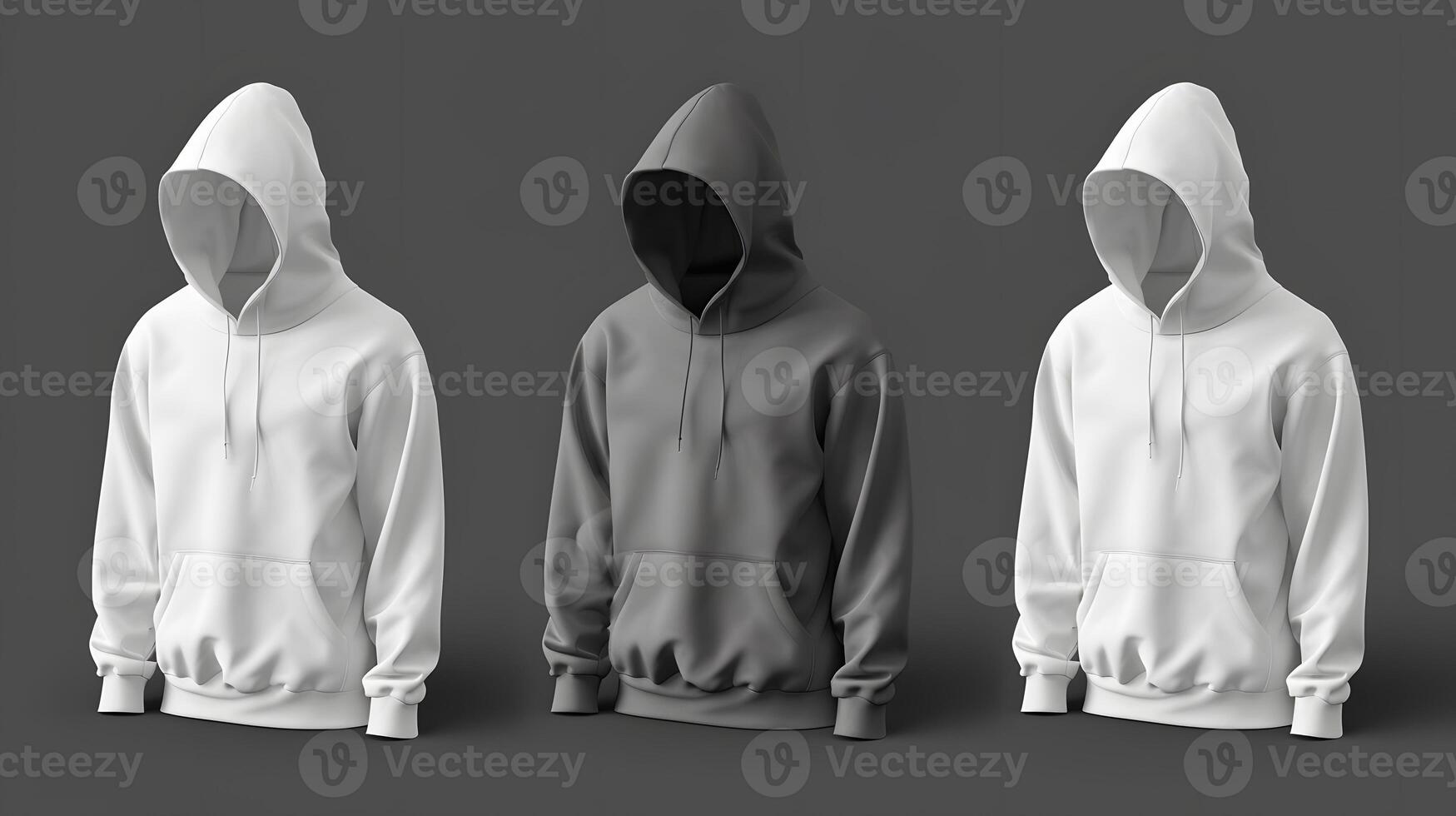 Blank hooded sweatshirt mockup with zipper in front photo