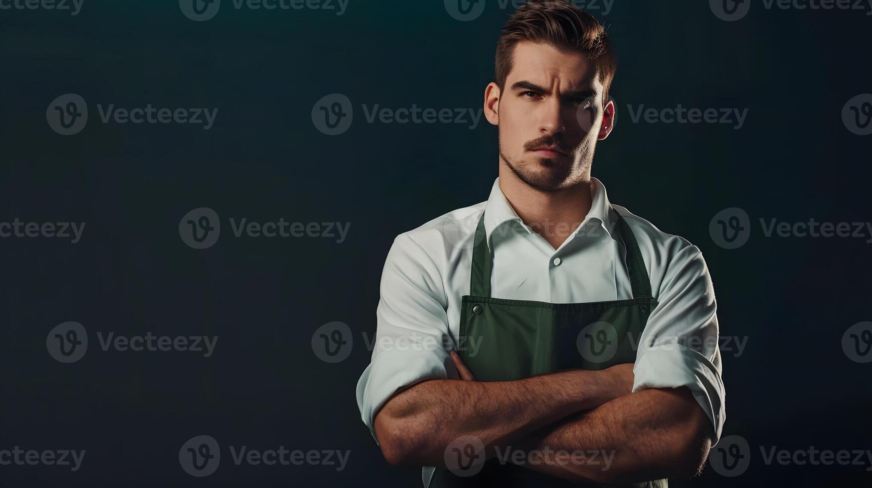 Handsome baker posing mockup , photo