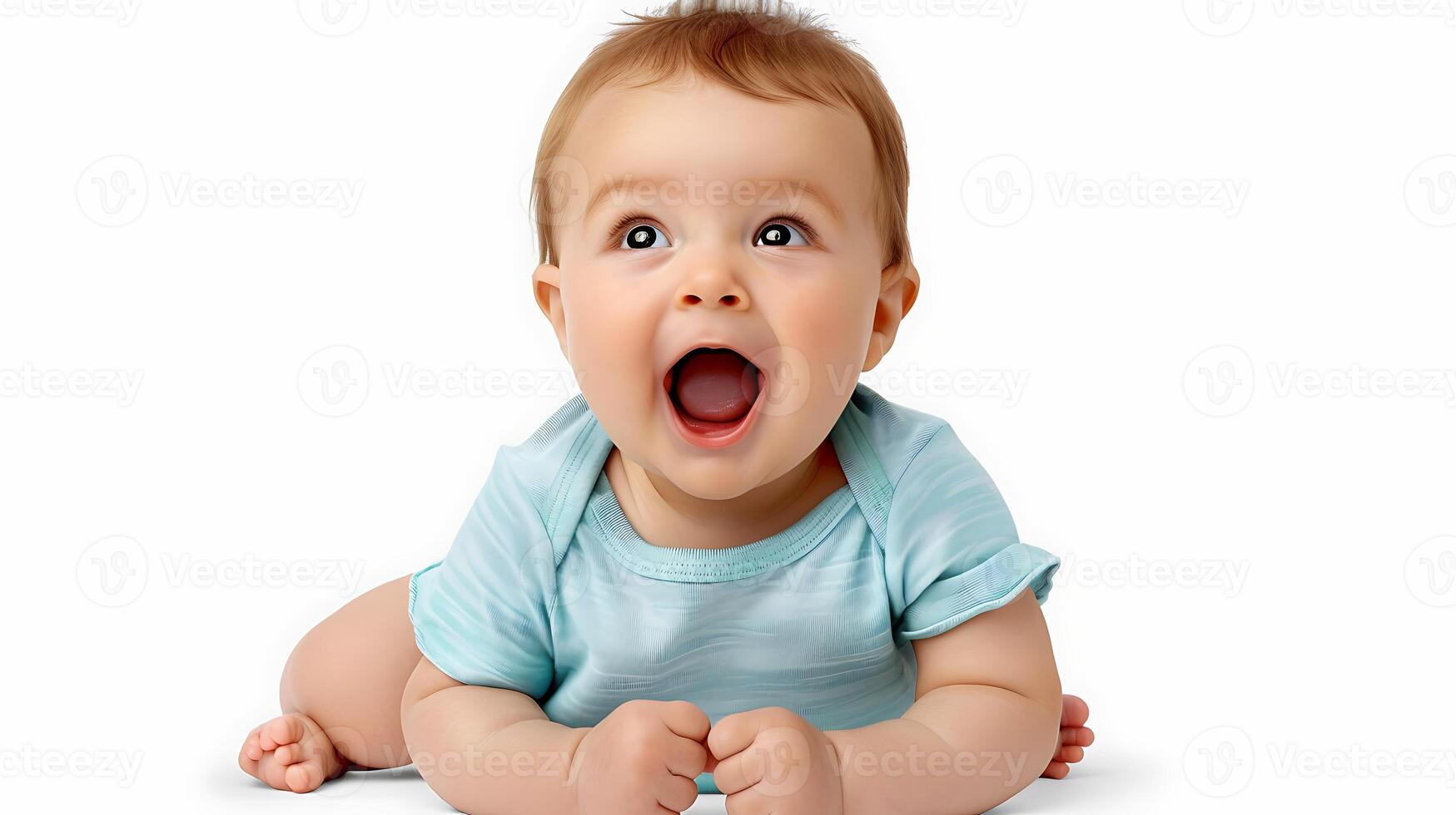 surprised happy cute baby, file of isolated cutout object on transparent background. photo