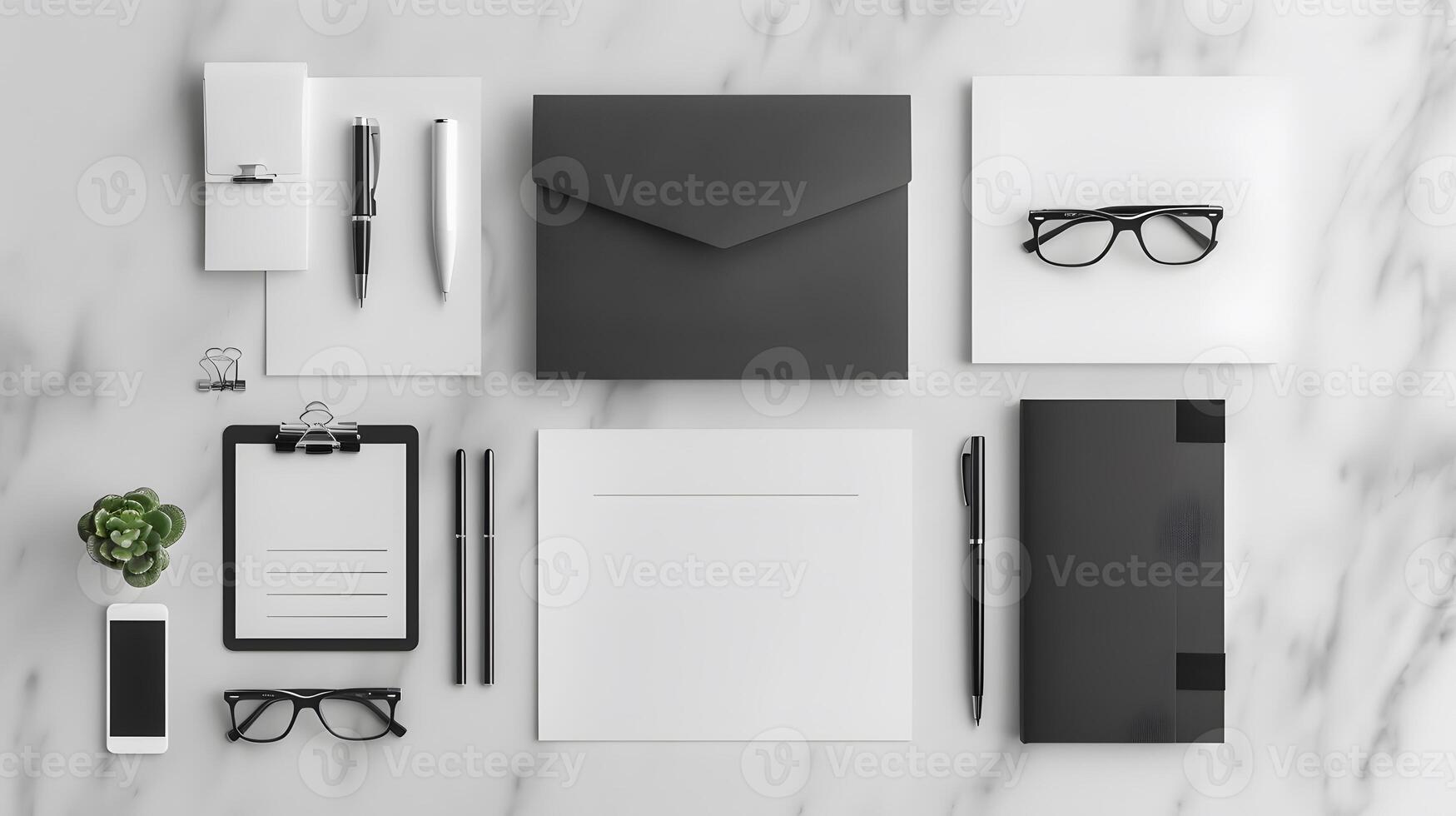 Corporate stationery set mockup at white textured paper background. photo