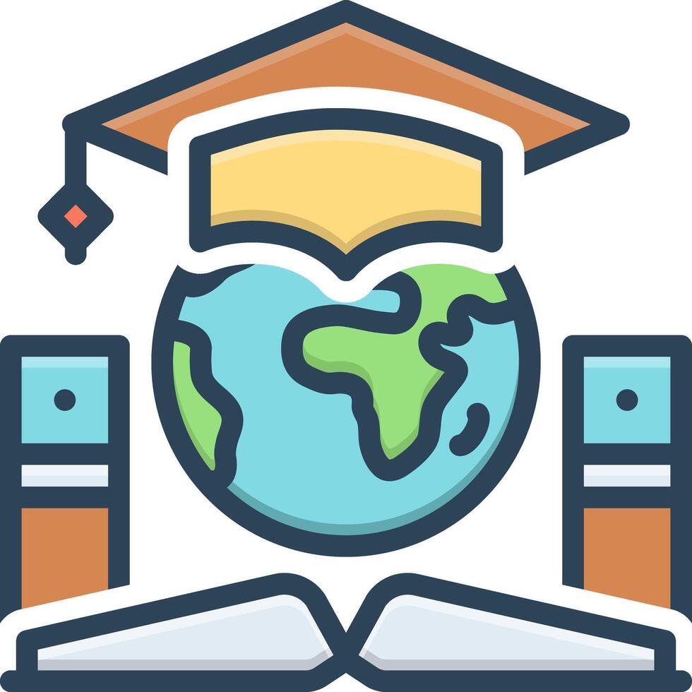 Color icon for global education vector