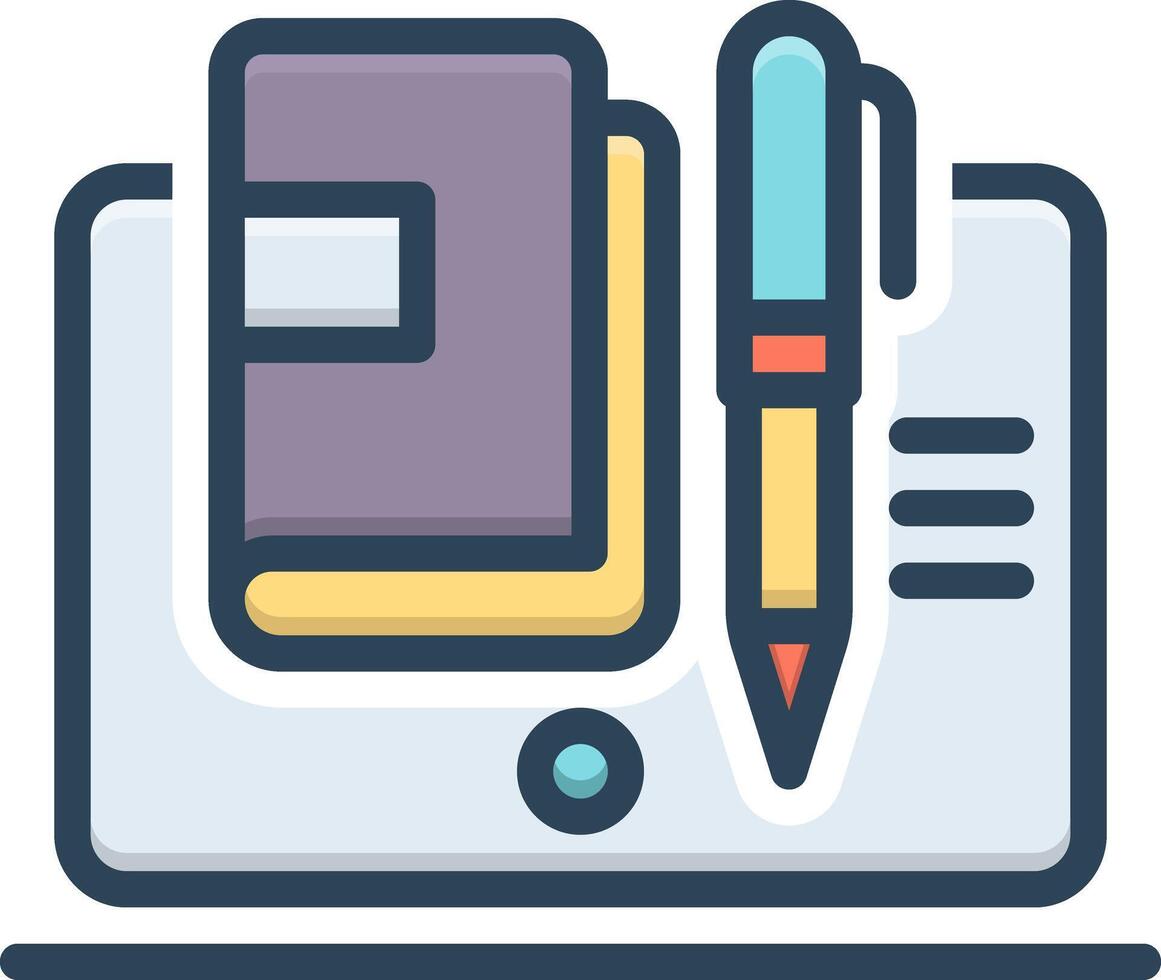 Color icon for online book vector