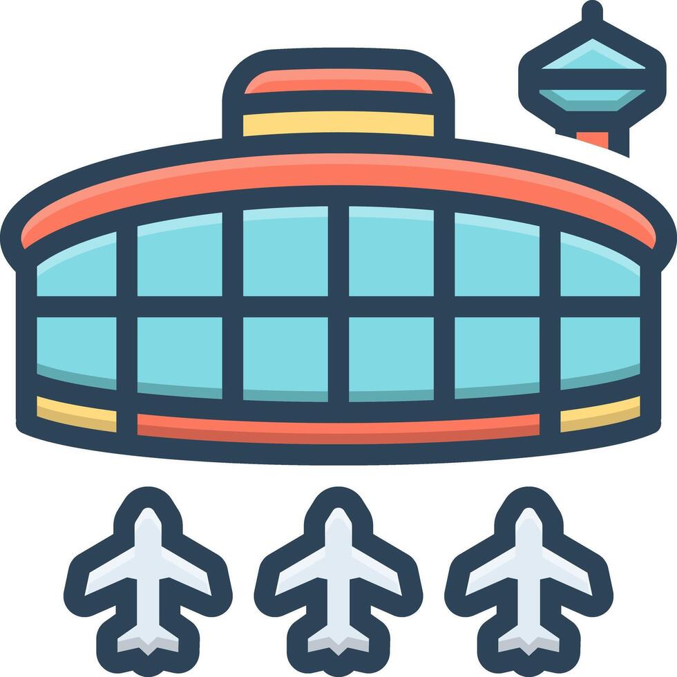 Color icon for airport hub vector