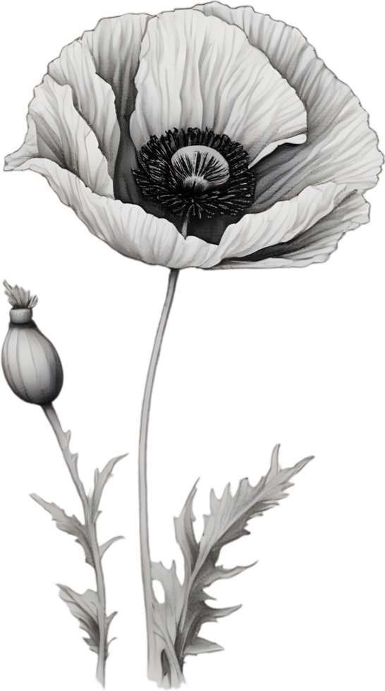 Close-up painting of poppy flowers. Ai Generate png