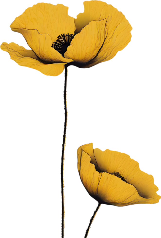 Close-up painting of poppy flowers. Ai Generate png