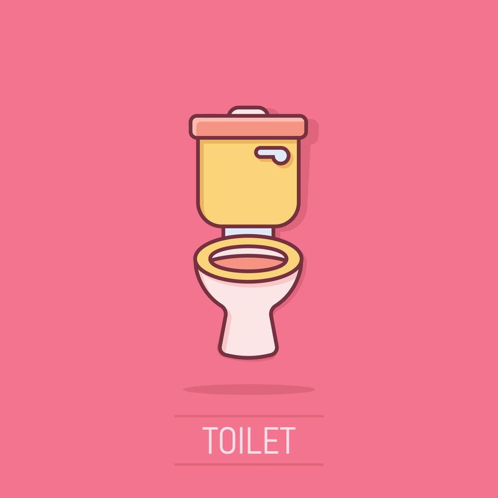 Toilet bowl icon in comic style. Hygiene cartoon illustration on isolated background. WC restroom splash effect sign business concept. vector