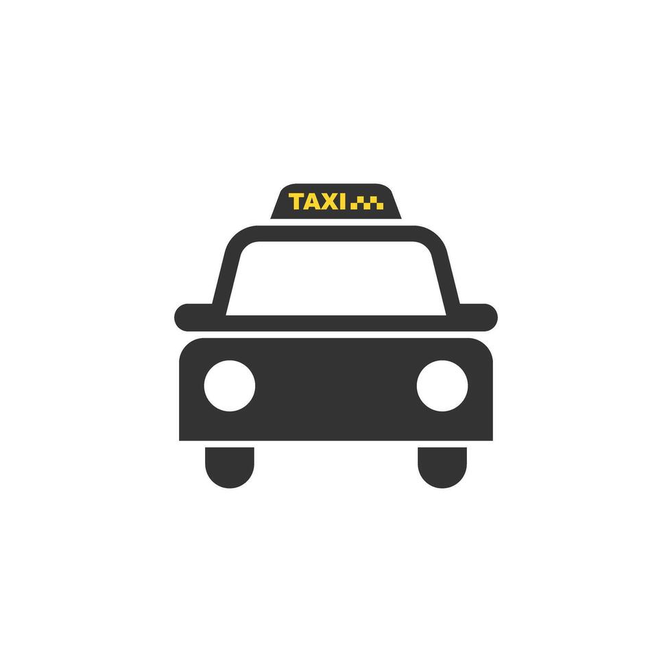 Taxi service icon in flat style. Cab illustration on isolated background. Delivery company sign business concept. vector