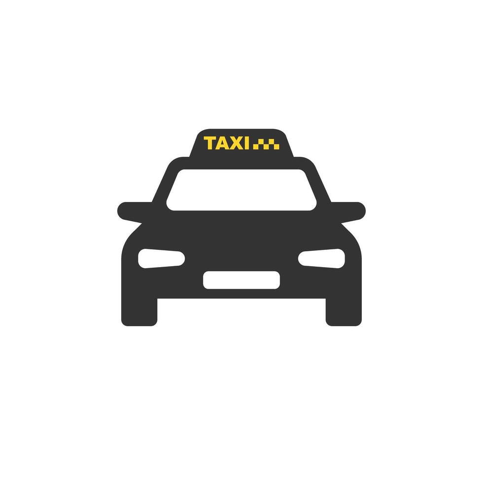Taxi service icon in flat style. Cab illustration on isolated background. Delivery company sign business concept. vector