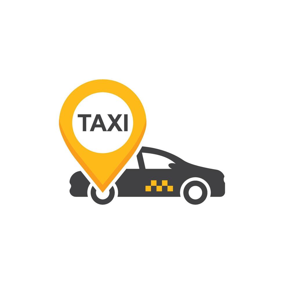 Taxi service icon in flat style. Cab illustration on isolated background. Delivery company sign business concept. vector