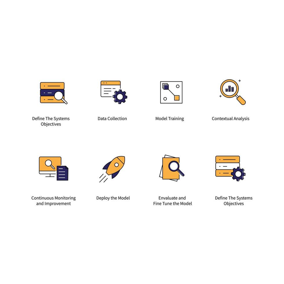Adaptive AI Business Icons Enhancing Efficiency and Innovation vector